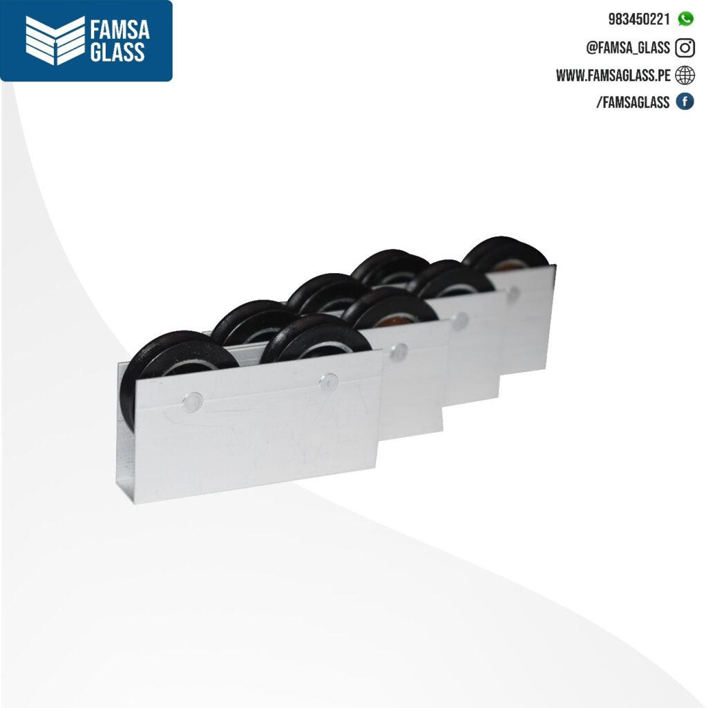 CC-017 garrucha importada para mampara | R20 rueda negra - Famsa Glass